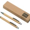 Подарочный набор «Tender bamboo» с шариковой ручкой и механическим карандашом из бамбука, натуральный, темно-серый