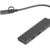 USB-хаб «Command» с коннектором 2-в-1 USB-C и USB-A, 2.0/3.0, черный